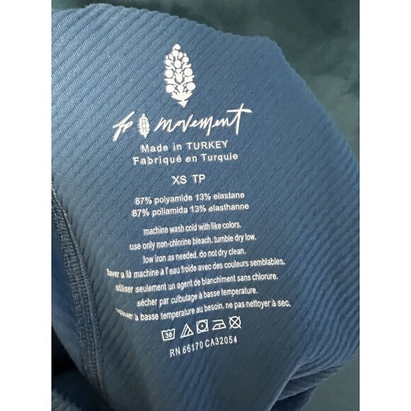 F. Movement XS High-Waisted Ribbed Seamless Leggings Teal, PILATES, GYM ATTIRE, - Picture 9 of 10